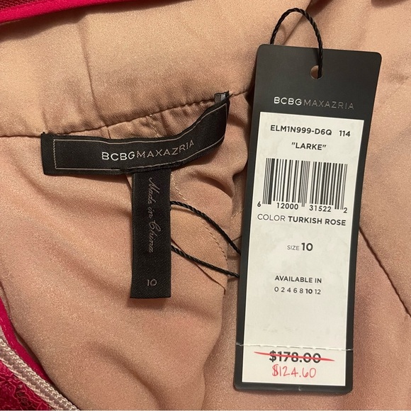 NWT BCBGMaxAzria Larke Turkish Rose Lace Halter Peplum Top size 10 - Picture 12 of 16